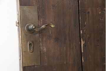 海外アンティーク　経年による風合いが雰囲気を高める、味わい深い彫刻ドア1枚(木製扉、建具)(R-050866)