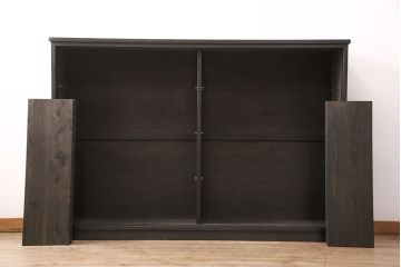 ラフジュ工房オリジナル　古建具リメイク　和モダンな空間づくりにおすすめ!組子引き戸が和の風情を高める書院収納棚(本箱、本棚、書棚、戸棚)(R-050880)