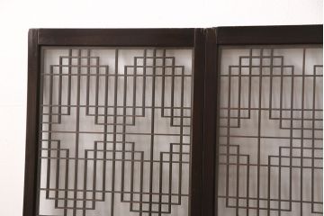ラフジュ工房オリジナル　古建具リメイク　和モダンな空間づくりにおすすめ!組子引き戸が和の風情を高める書院収納棚(本箱、本棚、書棚、戸棚)(R-050880)