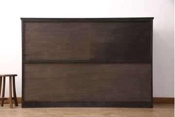 ラフジュ工房オリジナル　古建具リメイク　和モダンな空間づくりにおすすめ!組子引き戸が和の風情を高める書院収納棚(本箱、本棚、書棚、戸棚)(R-050880)