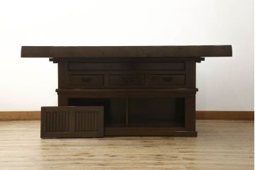 中古　高級品　鉄刀木(タガヤサン)　収納力抜群!2way囲炉裏テーブルセット(4人掛けダイニングテーブル)(定価約98万円)(R-050881)