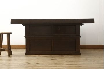 中古　高級品　鉄刀木(タガヤサン)　収納力抜群!2way囲炉裏テーブルセット(4人掛けダイニングテーブル)(定価約98万円)(R-050881)