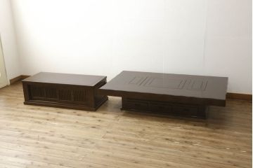 中古　高級品　鉄刀木(タガヤサン)　収納力抜群!2way囲炉裏テーブルセット(4人掛けダイニングテーブル)(定価約98万円)(R-050881)
