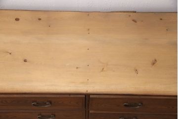 和製アンティーク　前面ケヤキ　シンプルな佇まいの中に美しい杢目が映えるローチェスト(ローボード、テレビ台、引き出し)(R-050884)