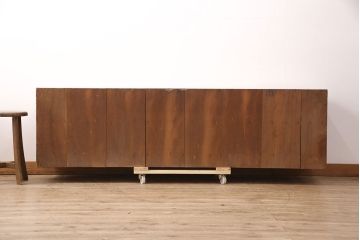 和製アンティーク　前面ケヤキ　シンプルな佇まいの中に美しい杢目が映えるローチェスト(ローボード、テレビ台、引き出し)(R-050884)