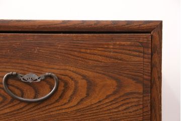 和製アンティーク　前面ケヤキ　シンプルな佇まいの中に美しい杢目が映えるローチェスト(ローボード、テレビ台、引き出し)(R-050884)