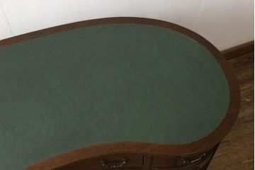 イギリスアンティーク　マホガニー材　上質な大人の書斎づくりがかなうキドニーデスク(両袖デスク、机、在宅ワーク、在宅用ワークデスク)(R-050891)