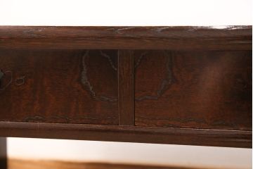 中古　超美品　国産民芸家具　中桐材　ケヤキ材の美しい杢目が上品さを漂わせる文机(座卓、平机、ローテーブル)(R-050904)