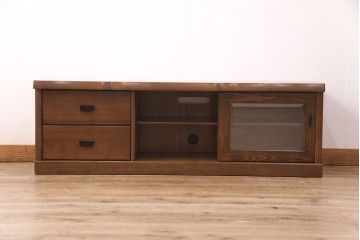 中古　美品　カリモク家具(karimoku)　存在感のある分厚い天板が印象的な和風テレビ台(ローボード、テレビボード)(R-050905)
