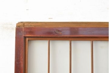 アンティーク建具　赤褐色の木肌が美しい、品が漂うガラス戸2枚セット(引き戸)(R-050910)