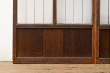アンティーク建具　赤褐色の木肌が美しい、品が漂うガラス戸2枚セット(引き戸)(R-050910)