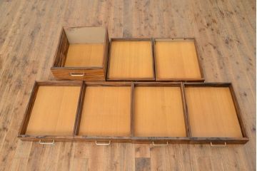 和製ヴィンテージ　ビンテージ家具　激レア品　希少品!縞黒檀材の無垢材を使用した贅沢な両袖机(プレジデントデスク、ワークデスク、在宅ワーク、在宅用)(R-050911)