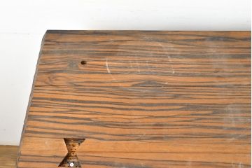 和製ヴィンテージ　ビンテージ家具　激レア品　希少品!縞黒檀材の無垢材を使用した贅沢な両袖机(プレジデントデスク、ワークデスク、在宅ワーク、在宅用)(R-050911)