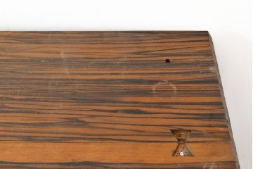 和製ヴィンテージ　ビンテージ家具　激レア品　希少品!縞黒檀材の無垢材を使用した贅沢な両袖机(プレジデントデスク、ワークデスク、在宅ワーク、在宅用)(R-050911)