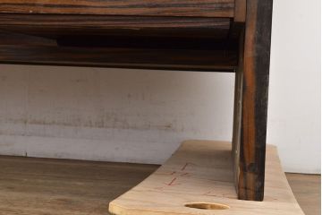 和製ヴィンテージ　ビンテージ家具　激レア品　希少品!縞黒檀材の無垢材を使用した贅沢な両袖机(プレジデントデスク、ワークデスク、在宅ワーク、在宅用)(R-050911)