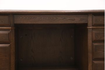 中古　美品　カリモク家具(karimoku)　DOMANI(ドマーニ)　QUEENS LIFE(クイーンズライフ)シリーズ　クラシカルな佇まいが魅力のプレジデントデスク(両袖机、在宅ワーク、在宅用ワークデスク)(定価約35万円)(R-050914)