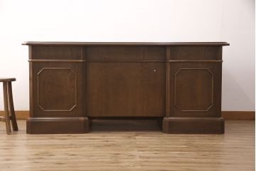 中古　美品　カリモク家具(karimoku)　DOMANI(ドマーニ)　QUEENS LIFE(クイーンズライフ)シリーズ　クラシカルな佇まいが魅力のプレジデントデスク(両袖机、在宅ワーク、在宅用ワークデスク)(定価約35万円)(R-050914)