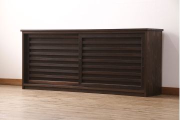 ラフジュ工房オリジナル　古建具リメイク　味わいのあるヒノキ材の建具を使った和モダン空間にぴったりのサイドボード(収納棚、戸棚、テレビ台)(R-050921)