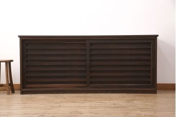 ラフジュ工房オリジナル　古建具リメイク　味わいのあるヒノキ材の建具を使った和モダン空間にぴったりのサイドボード(収納棚、戸棚、テレビ台)(R-050921)