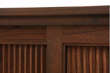 ラフジュ工房オリジナル　古建具リメイク　ケヤキ材建具　洗濯板のような格子建具が印象的なローボード(テレビ台、収納棚、戸棚)(R-050927)