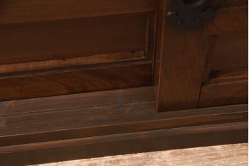 ラフジュ工房オリジナル　古建具リメイク　ケヤキ材建具　洗濯板のような格子建具が印象的なローボード(テレビ台、収納棚、戸棚)(R-050927)