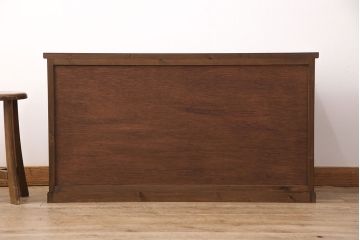 ラフジュ工房オリジナル　古建具リメイク　ケヤキ材建具　洗濯板のような格子建具が印象的なローボード(テレビ台、収納棚、戸棚)(R-050927)