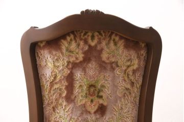 中古　美品　カリモク家具(karimoku)　domani(ドマーニ)　LouisXV(ルイXV)シリーズ　金華山張りのファブリックが高級感をエレガントな雰囲気を高めるダイニングチェア(定価約20万円)(R-050930)