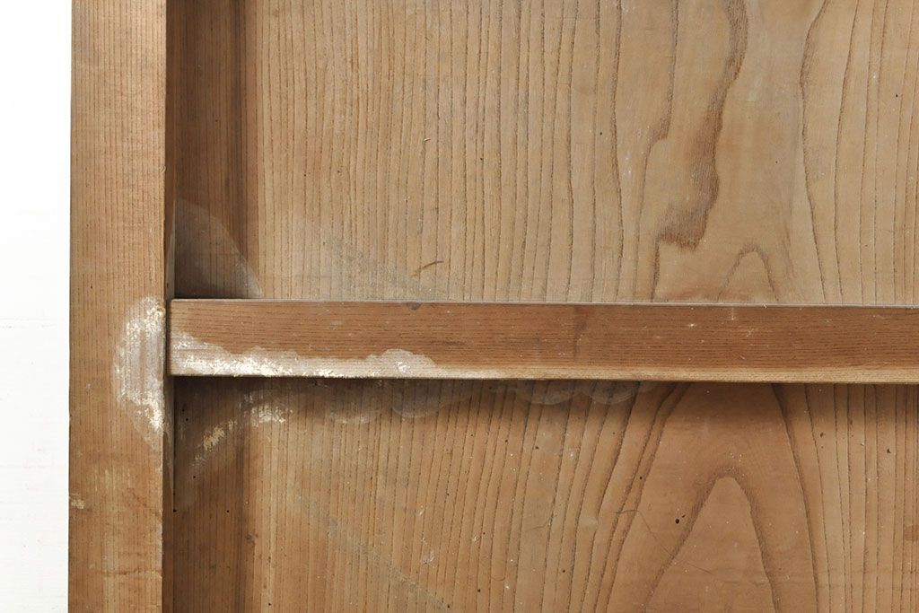 和製アンティーク　新潟産　総ケヤキ材一枚板　恵比寿天の金具が縁起の良い蔵戸(引き戸、建具、玄関戸)(R-050939)