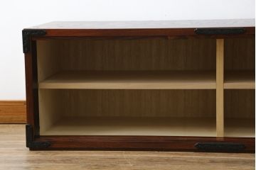 中古　美品　岩谷堂箪笥　菊幸作　ケヤキ材　左右対称の杢目が目を引くローボード(テレビボード、テレビ台、リビングボード、収納棚)(R-050941)