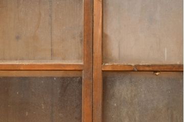 和製アンティーク　ヒノキ材　人気の薄型!ぽこっとした引き出しが可愛らしいガラス戸棚(収納棚、サイドボード、キャビネット)(R-050946)