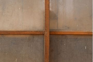 和製アンティーク　ヒノキ材　人気の薄型!ぽこっとした引き出しが可愛らしいガラス戸棚(収納棚、サイドボード、キャビネット)(R-050946)