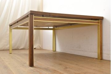 中古　デンマーク家具　bendixen design(ベンディクセン)社　ローズウッド材　チーク材　真鍮装飾と大理石の天板が高級感を演出するセンターテーブル(コーヒーテーブル、ローテーブル、北欧)(R-050952)