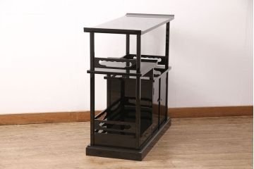 中古　未使用　展示品　超美品!深く艶のある黒が美しい輪島塗りの飾り棚(茶棚)(R-050953)