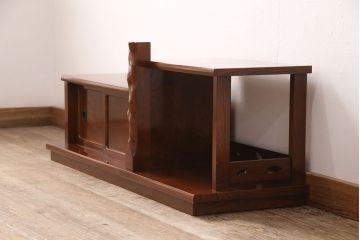 中古　美品　国産ケヤキ材を使用!和の風格を演出する置き床(ローボード、飾り棚、飾り台)(R-050955)