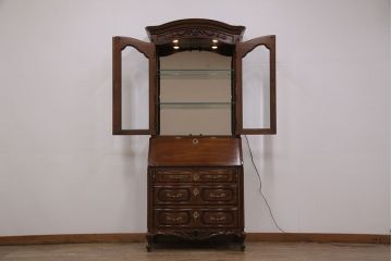 中古　美品　アメリカ製　センチュリー社(CENTURY)　サァラ麻布取り扱い品　エレガントな佇まいが魅力のビューローブックケース(本箱、キャビネット、ワークデスク、在宅ワーク、在宅用)(定価約190万円)(R-050960)