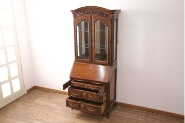中古　美品　アメリカ製　センチュリー社(CENTURY)　サァラ麻布取り扱い品　エレガントな佇まいが魅力のビューローブックケース(本箱、キャビネット、ワークデスク、在宅ワーク、在宅用)(定価約190万円)(R-050960)