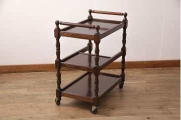 中古　美品　松本民芸家具　上品な雰囲気醸し出すA型ワゴン(キッチンワゴン、キャスターワゴン)(定価約12万円)(R-050961)