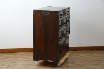 和製アンティーク　前面ケヤキ材　お部屋に取り入れやすい幅狭のサイズが魅力的な仙台箪笥　(R-050963)