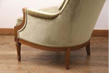 中古　DREXEL HERITAGE(ドレクセルヘリテイジ)　くすみがかったグリーンカラーが落ち着いた雰囲気を醸し出すイージーチェア(1人掛けソファ)(定価約50万円)(R-050967)