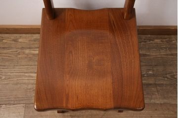 中古　伝統木芸士　石橋武士作　ケヤキ材　上質な和の空間づくりに活躍する1人掛けベンチ(チェア・椅子)(定価7万8千円)(R-050970)