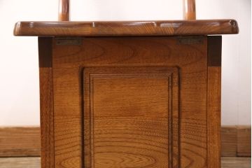 中古　伝統木芸士　石橋武士作　ケヤキ材　上質な和の空間づくりに活躍する1人掛けベンチ(チェア・椅子)(定価7万8千円)(R-050970)