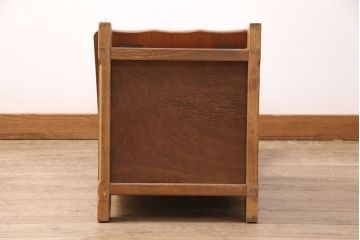 中古　伝統木芸士　石橋武士作　ケヤキ材　上質な和の空間づくりに活躍する1人掛けベンチ(チェア・椅子)(定価7万8千円)(R-050970)