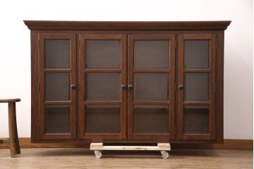 中古　美品　松本民芸家具　脚(台輪)付きリメイク　和モダンな空間づくりにおすすめのサイドボード(収納棚、食器棚、キャビネット)(R-50976)