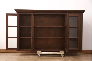 中古　美品　松本民芸家具　脚(台輪)付きリメイク　和モダンな空間づくりにおすすめのサイドボード(収納棚、食器棚、キャビネット)(R-50976)
