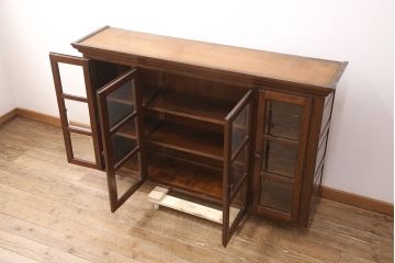 中古　美品　松本民芸家具　脚(台輪)付きリメイク　和モダンな空間づくりにおすすめのサイドボード(収納棚、食器棚、キャビネット)(R-50976)