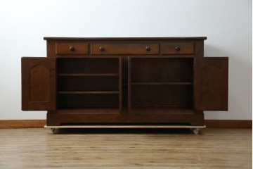 中古　美品　松本民芸家具　和・洋どちらの空間にも合わせやすいシックなサイドボード　(R-050977)