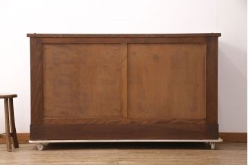中古　美品　松本民芸家具　和・洋どちらの空間にも合わせやすいシックなサイドボード(収納棚、戸棚、カウンターテーブル、キャビネット)(R-050977)