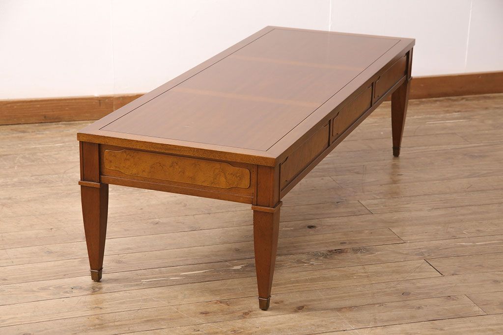 中古　美品　マホガニー材　DREXEL HERITAGE(ドレクセルヘリテイジ)　Triune(トライユン)　カクテルテーブル(センターテーブル、リビングテーブル)(定価約21万円)(R-050981)