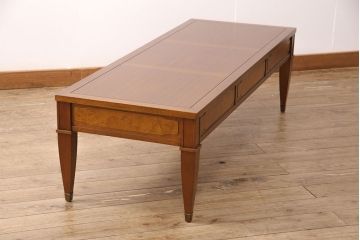 中古　美品　マホガニー材　DREXEL HERITAGE(ドレクセルヘリテイジ)　Triune(トライユン)　カクテルテーブル(センターテーブル、リビングテーブル)(定価約21万円)(R-050981)