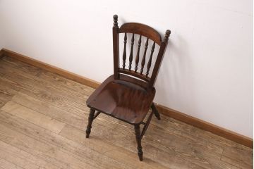 中古　美品　松本民芸家具　クラシカルなダイニングづくりにぴったりの安川式スピンドルチェア(ダイニングチェア、椅子)(R-050984)